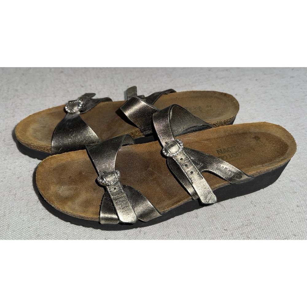 NAOT Metallic Leather Kate Footbed Adjustable Sandals US‎ Women's Sz 10 EU 41